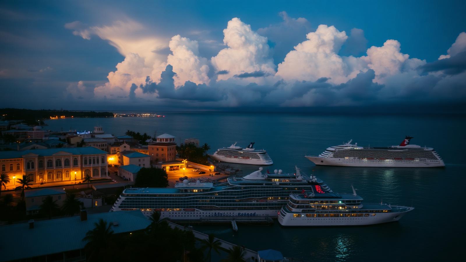 Nassau Bahamas harbor at twilight
